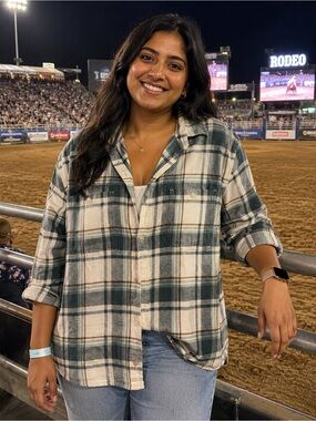 Sonoma Green and Cream Plaid Button-Down Shirt